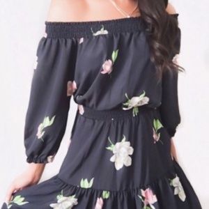 Anthropologie XS Navy Winter Floral Dress